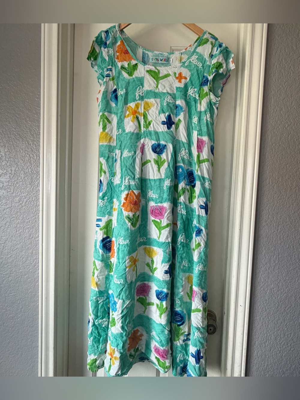 Vintage Jams World Floral Window Pane Whimsical Dress